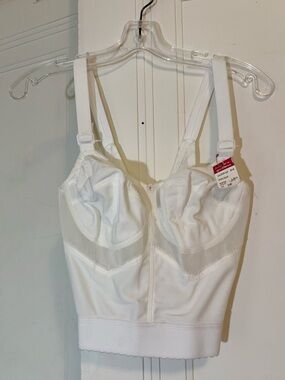 Vintage White Longline Bullet Bra Lace Panels 34D NWT Dead Stock
